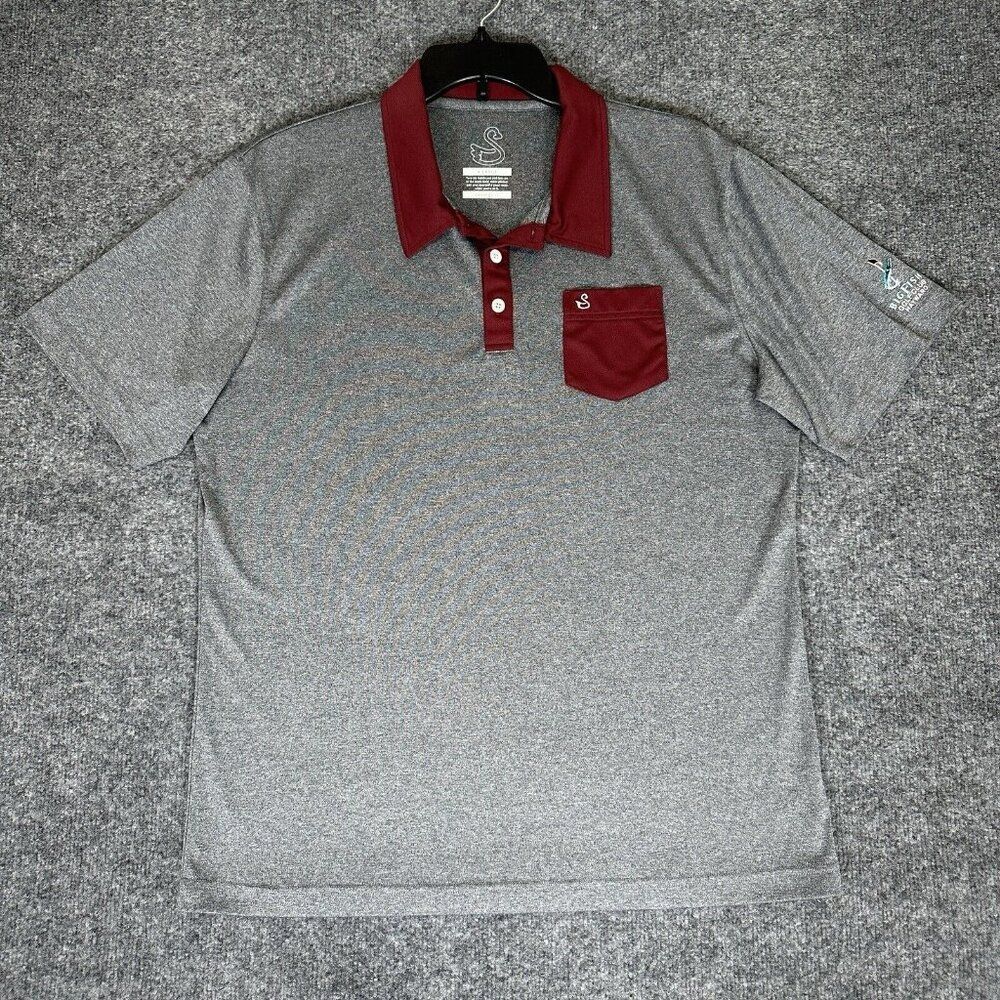 Swannies Golf Polo Shirt Mens XL Gray Red‎ Performance Short Sleeve Pocket Adult